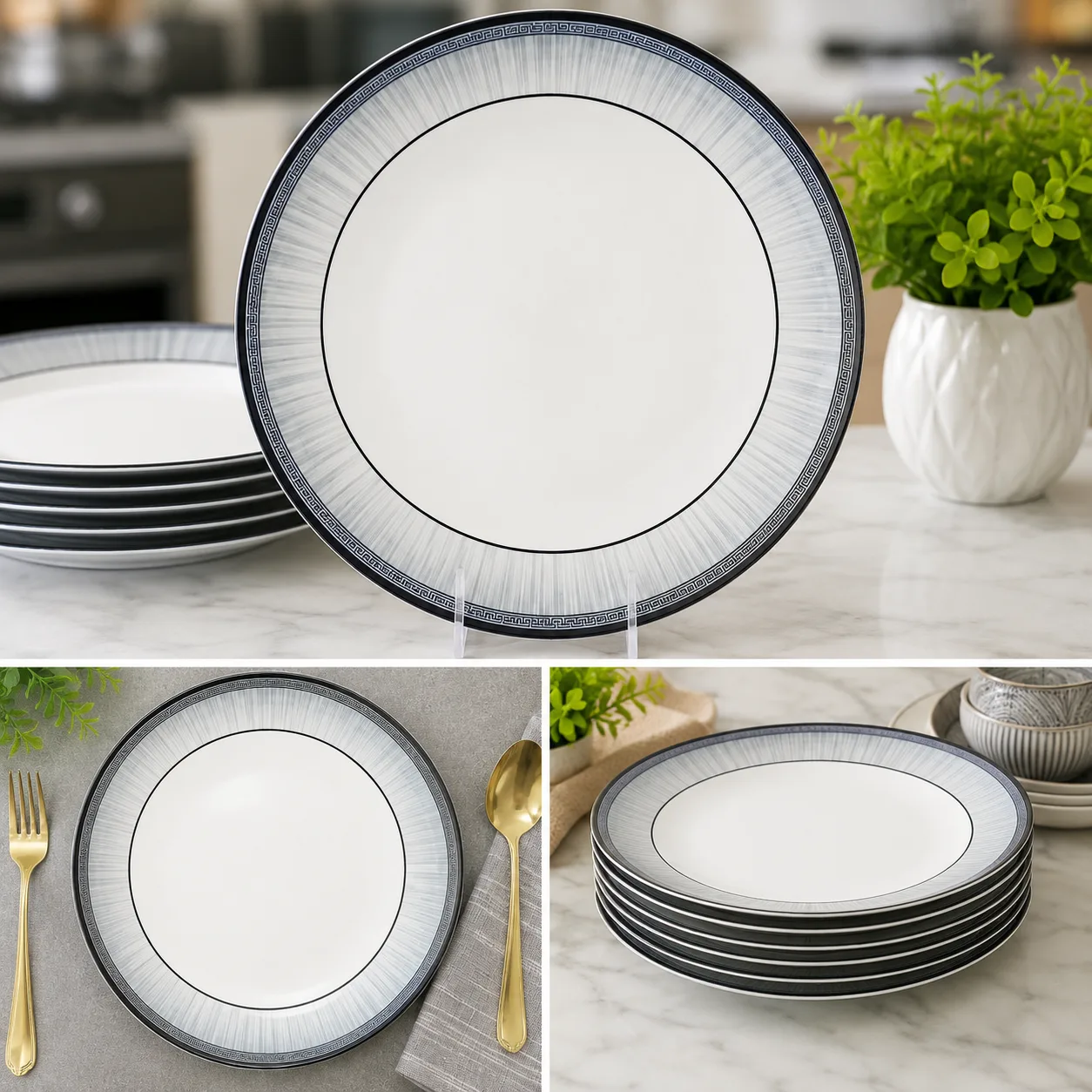 White Plates With I Inside Designs