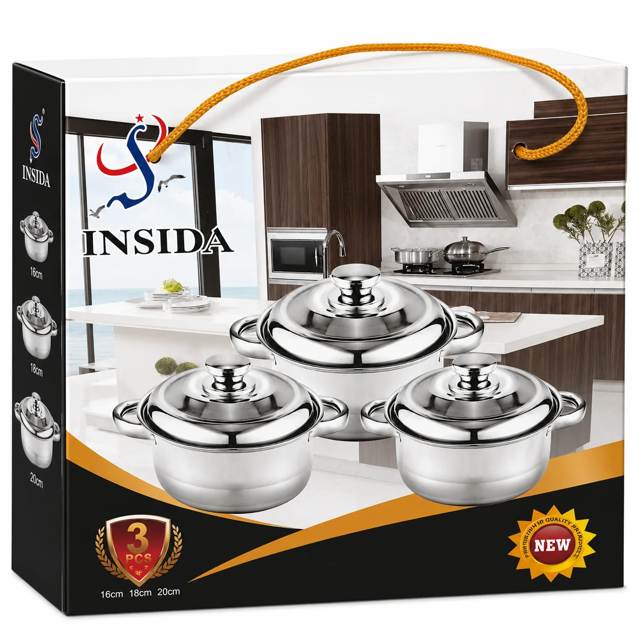 3-Piece Stainless Steel Casserole Pot Set