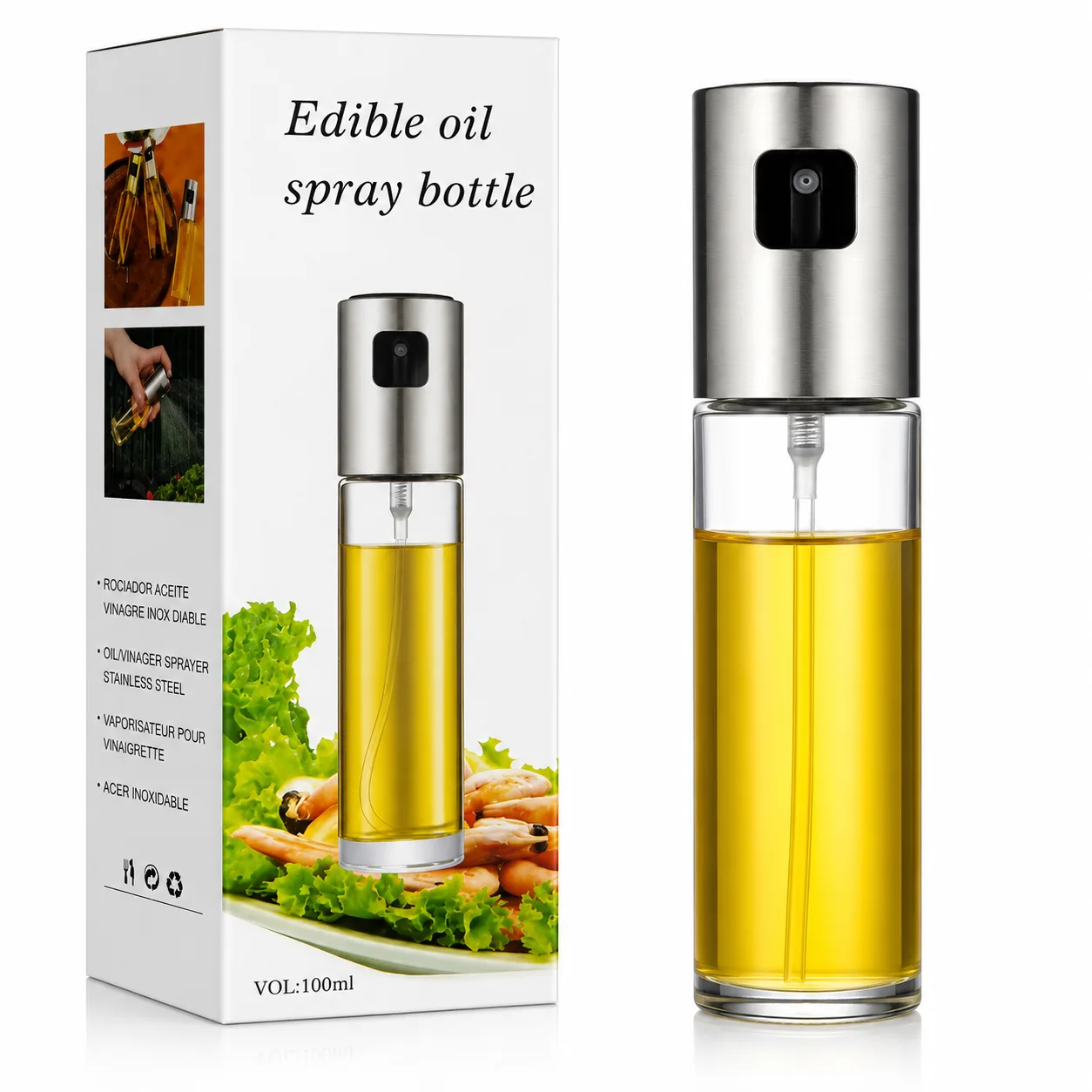 100ml Edible Oil Spray Bottle – Glass Oil Mister for Cooking