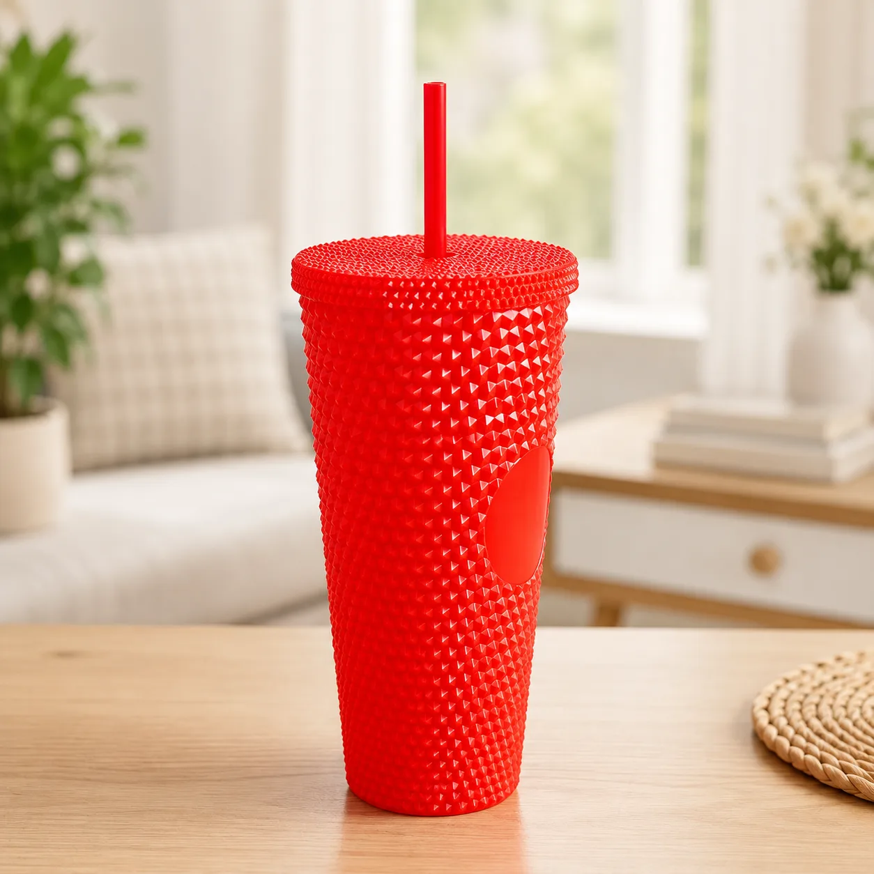 Textured Reusable Tumbler with Straw