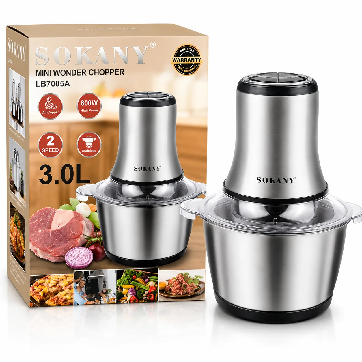 SOKANY Mini Wonder Chopper LB7005A – 3.0L Electric Food Chopper