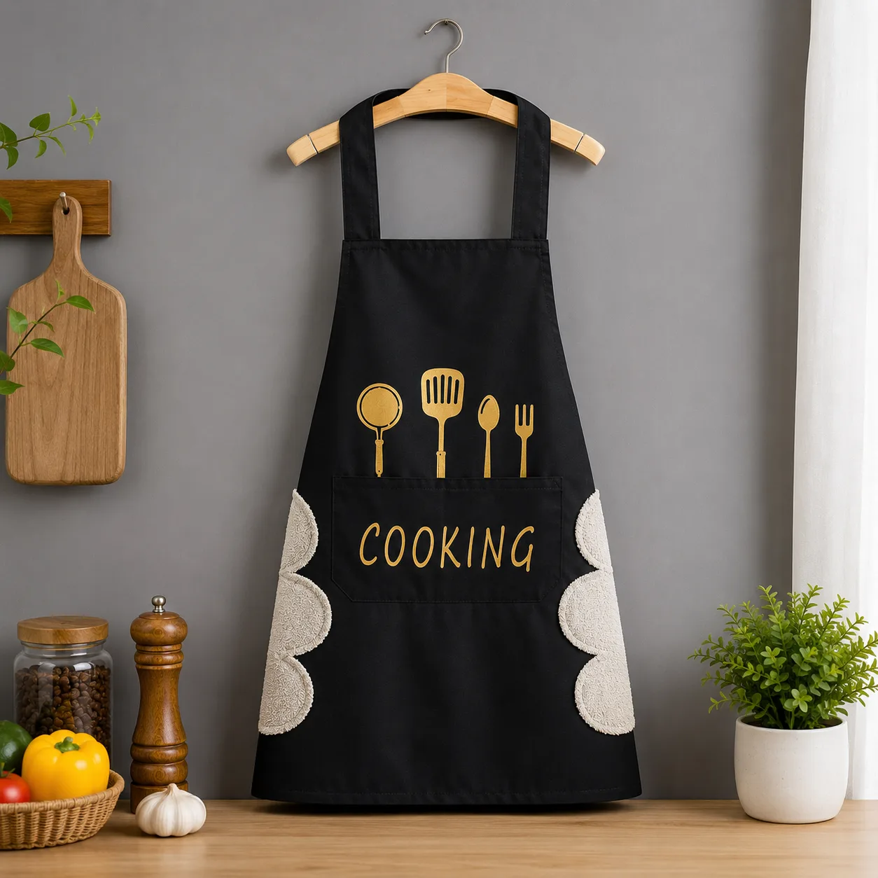 Kitchen Cooking Apron with Front Pocket 2