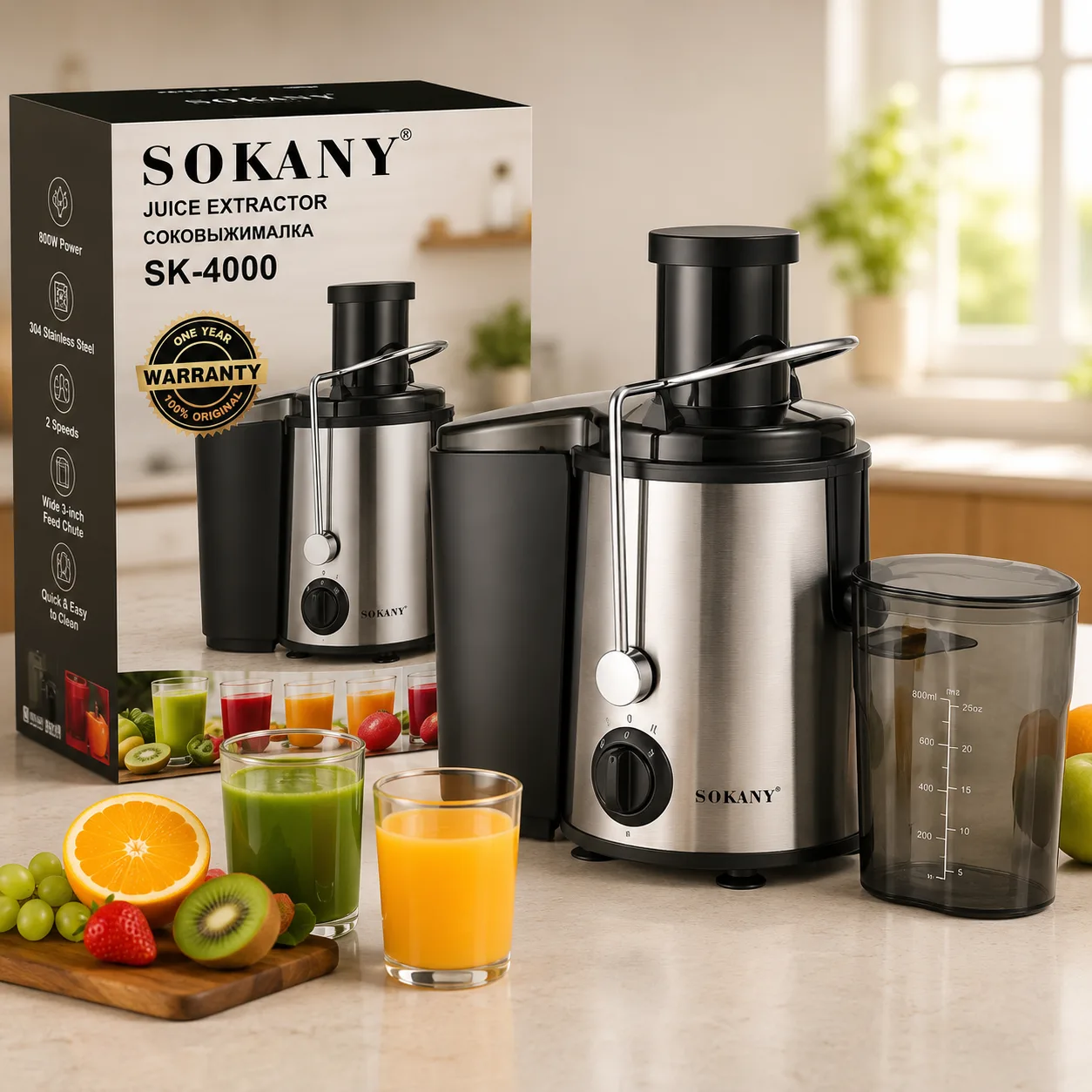 Sokany SK-4000 Juice Extractor – 800W High-Power Juicer