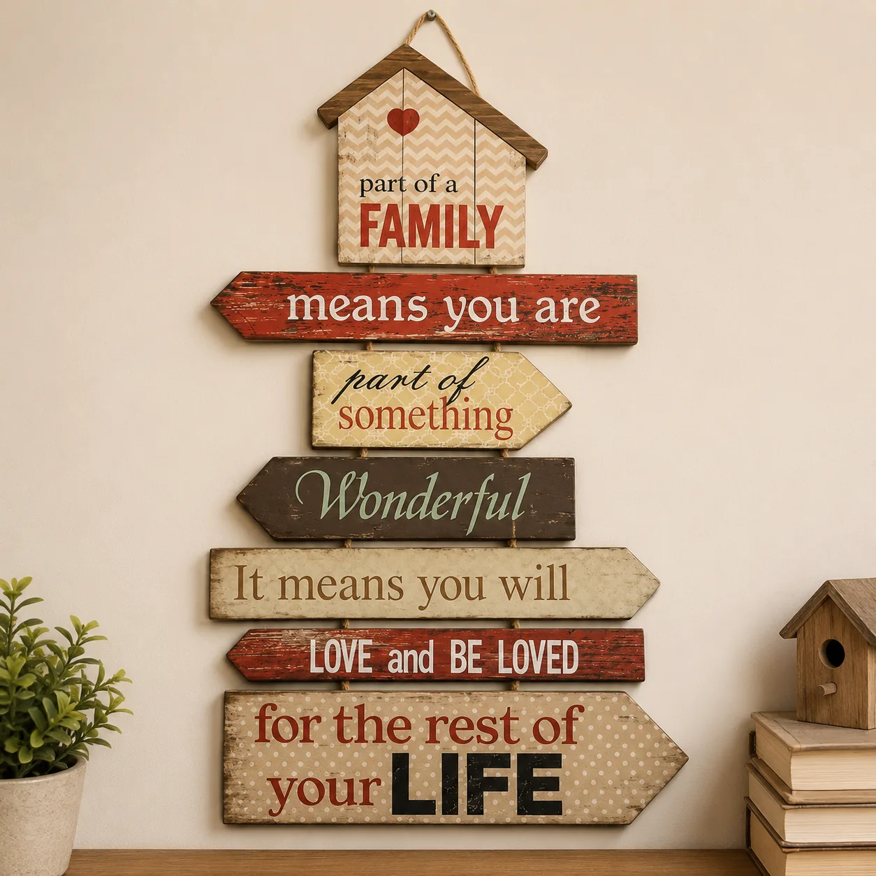 Rustic Wooden Family Wall Hanging Sign