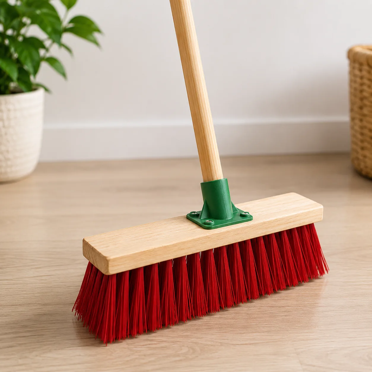 Heavy-Duty Floor Broom with Wooden Handle 2