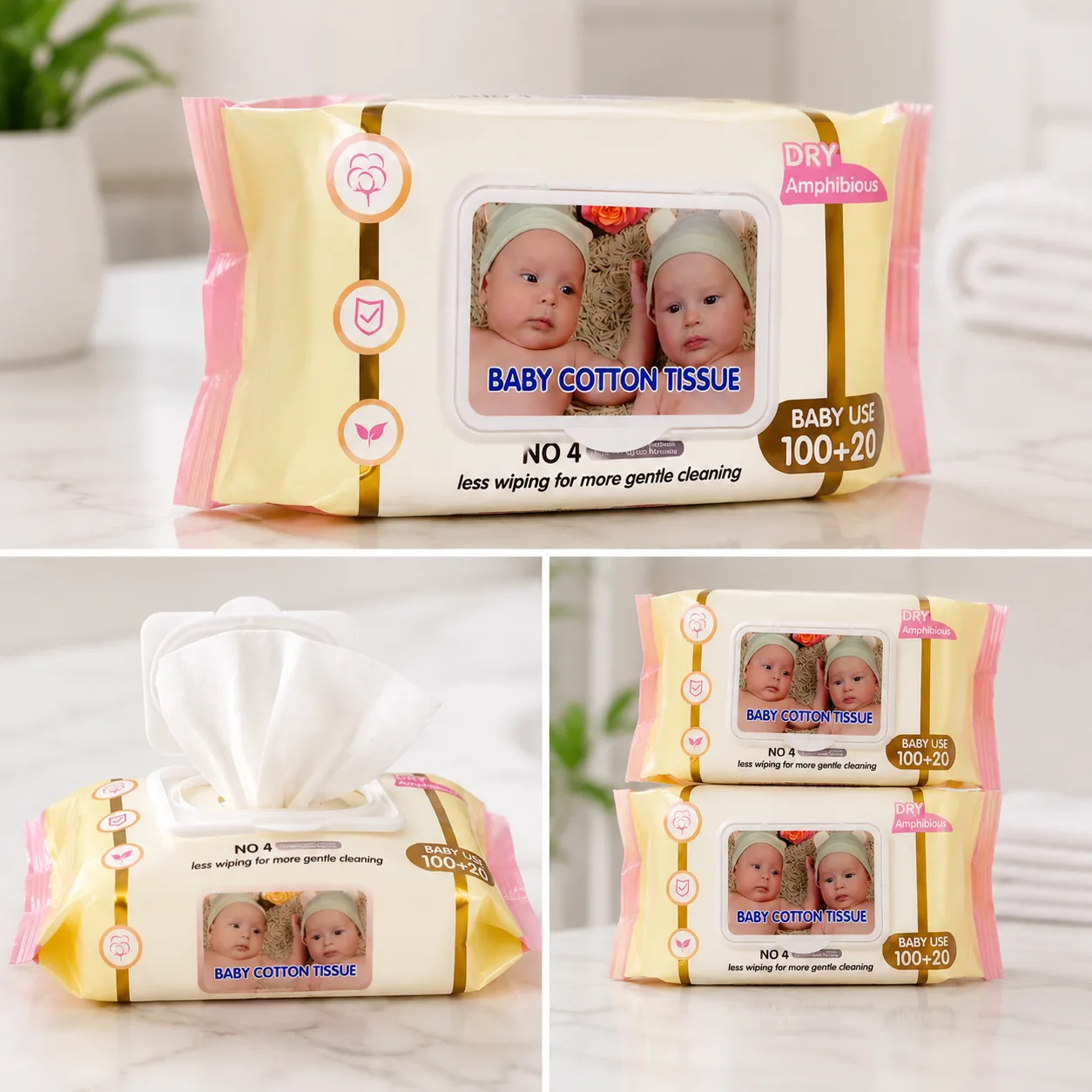 Baby Cotton Tissue Wipes (100+20 Sheets)