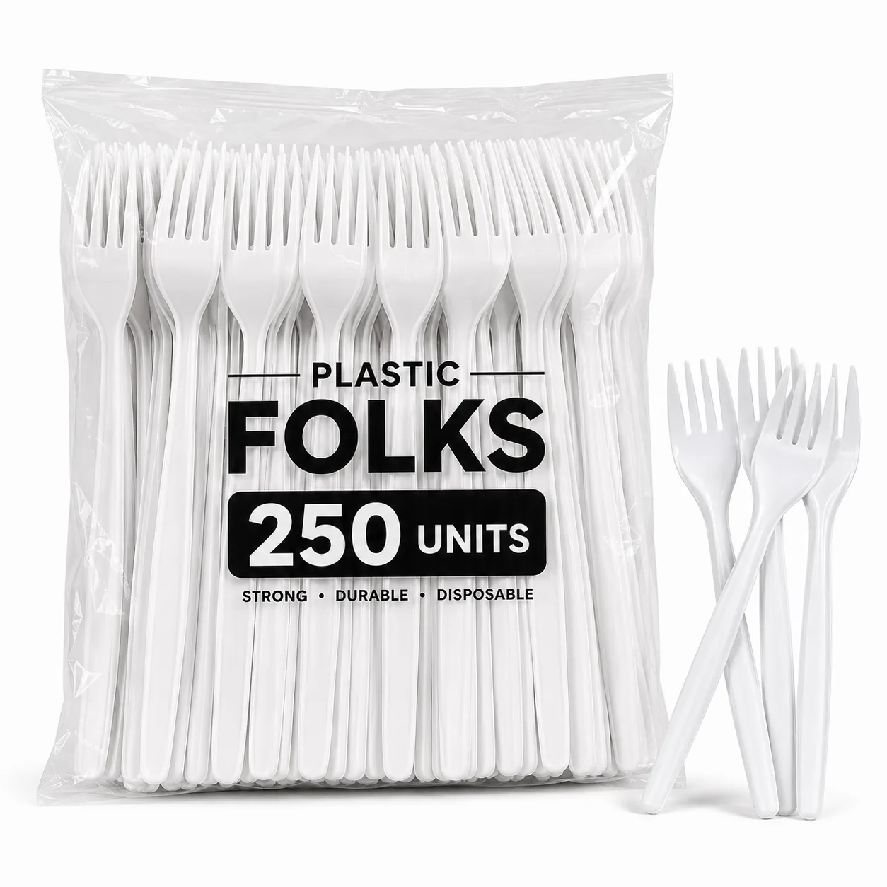 250 Pack White Plastic Forks 