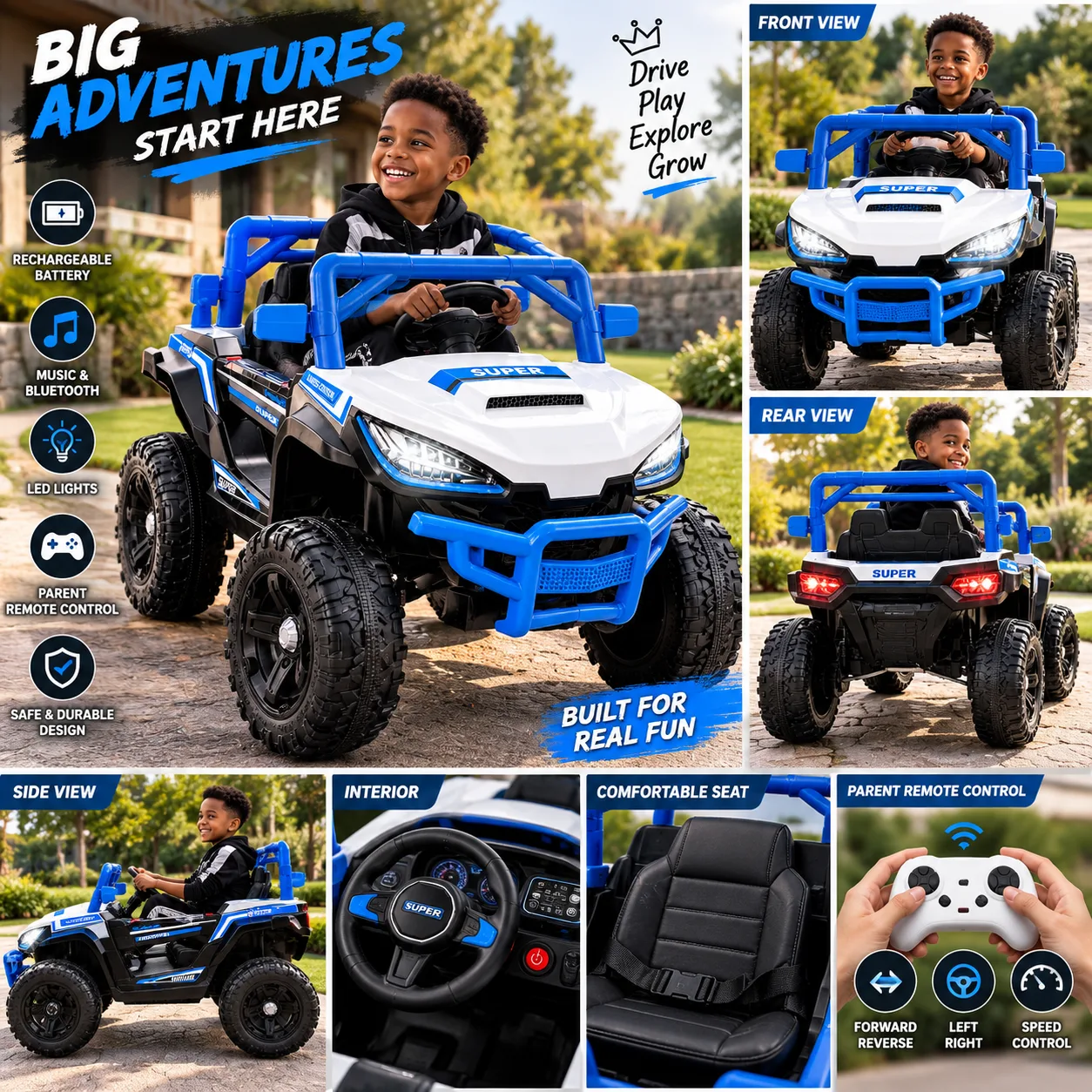  Kids Electric Ride-On Car – Rechargeable with Parent Remote Control