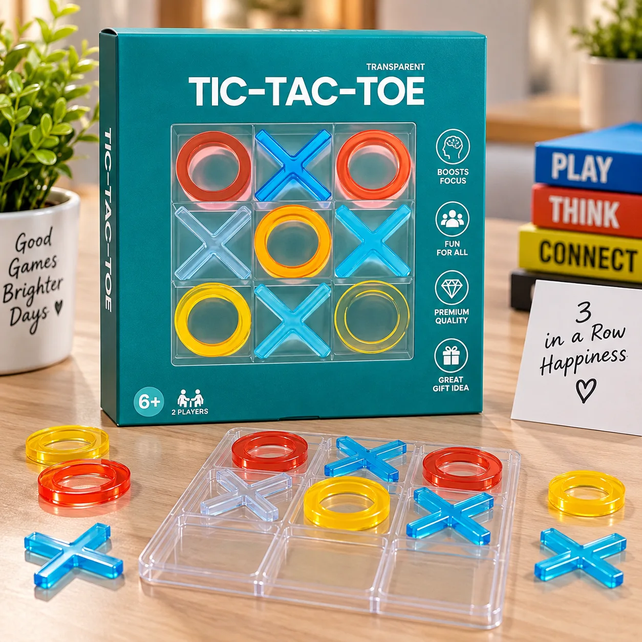 Transparent Tic-Tac-Toe Game Set