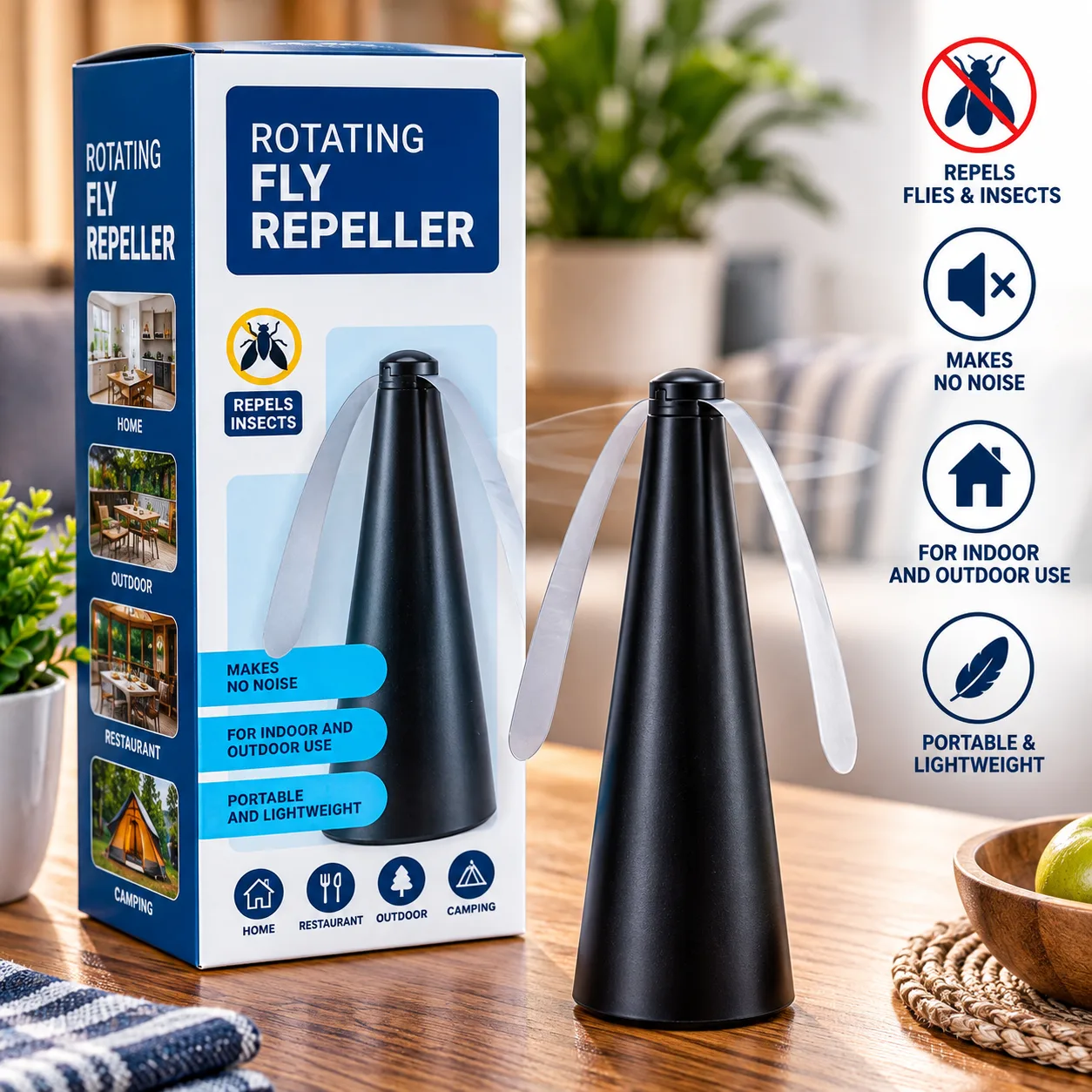 Rotating Fly Repeller – Portable & Silent