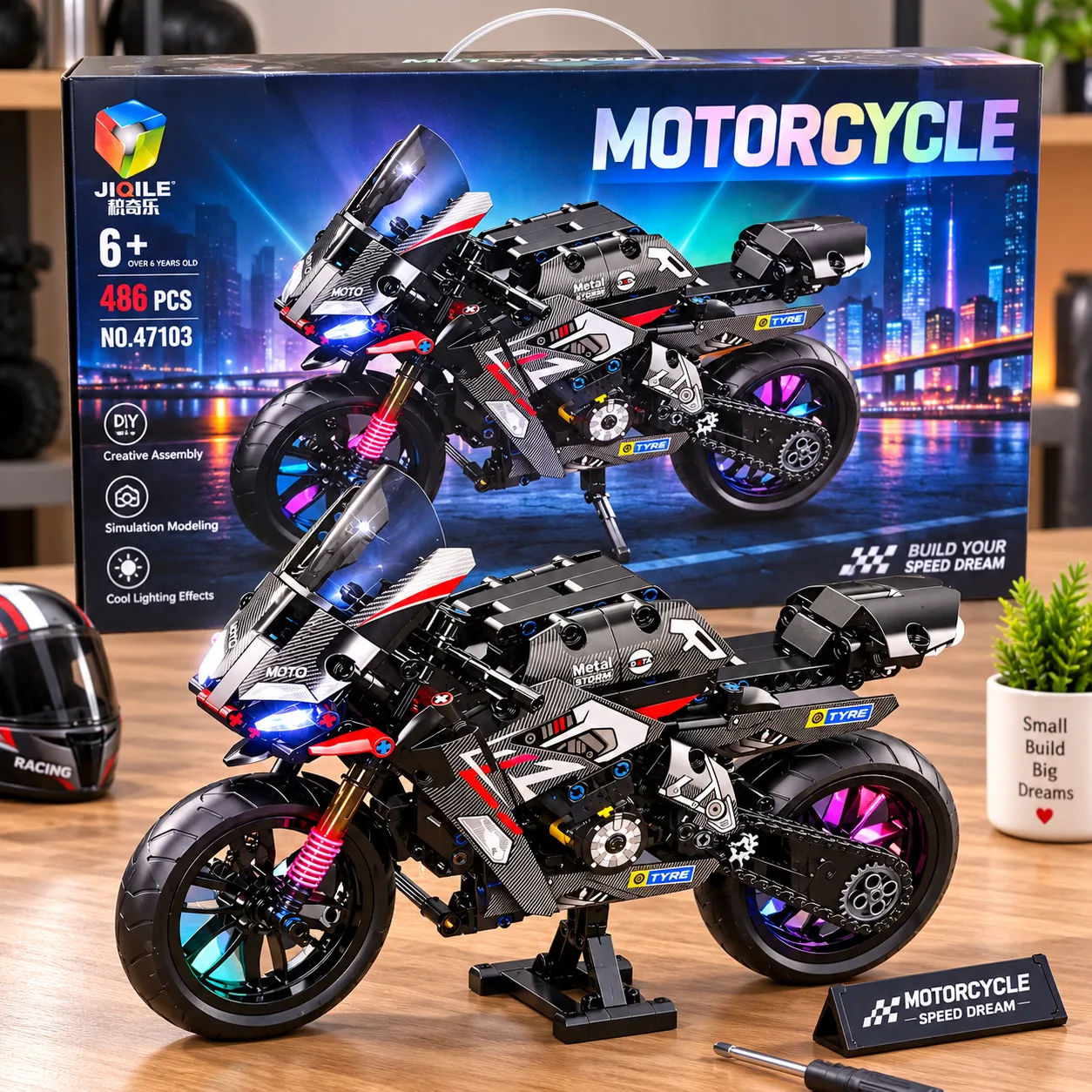 486-Piece Motorcycle Building Block Set