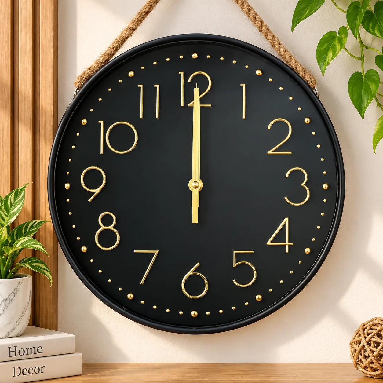 Modern Black & Gold Wall Clock